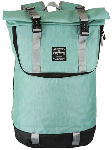 BAG STREET - Großer Damen Roll-Top-Rucksack Daypack mit Tablet-Fach gepolstert, ca. 18 Liter - Türkis
