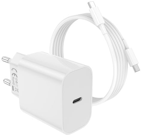 Chargeur Base iPhone 15 avec câble de Fast Charge,20W Chargeur Bloc Rapide USB C avec Cable 2m USB C to C pour Apple iPhone 16/16 Pro Max/15/Plus/Pro/Max,iPad Pro/Mini