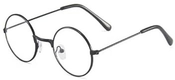 TECH-LINE-DIRECT FASHION ACCESSORIES Round Metal Eyeglasses Unisex Retro Clear Lens Glasses/Frames Ultra Light for Kid/Children/Teens (Black Frame + Clear Lens)