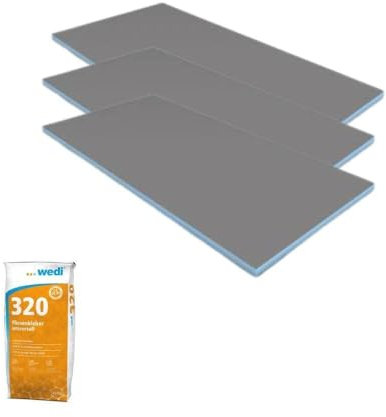 Pack 3 panneaux de construction WEDI 125 x 60 x 3 cm + colle à carrelage universelle 320
