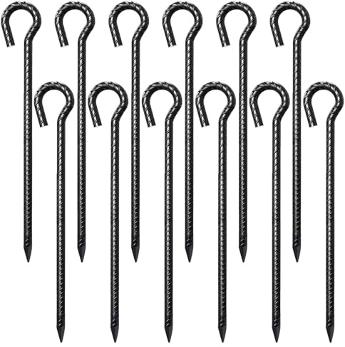 40,6 cm Bewehrungsstäbe, 1,27 cm Durchmesser, 12 Stück, robuste Zeltheringe mit Schlaufe