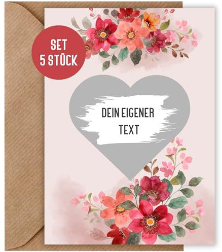 Things of Happiness 5x Blanko Rubbelkarte Blumig zum selber beschriften | Glückslos Rubbellos Überraschungskarte | Geschenk Gutschein zum Geburtstag Valentinstag Weihnachten (5 Stück Blumig)