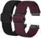 BISONSTRAP 2 Stück Geflochtene Nylon Armband 18mm, Verbesserte Verstellbare Schnalle, Dehnbare Schlaufen Uhrenarmband für Herren und Damen, Schwarz+Burgund