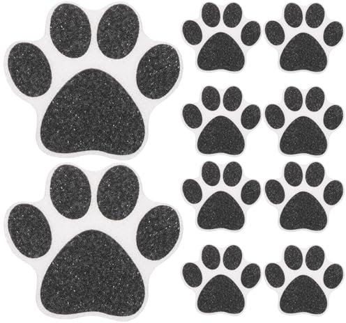 Amosfun Anti Rutsch Aufkleber Katzenpfoten 10 StüCk Selbstklebende Antirutsch Pads FüR Badewanne Dusche Und Boden Schwarz Peva 3.7 Zoll