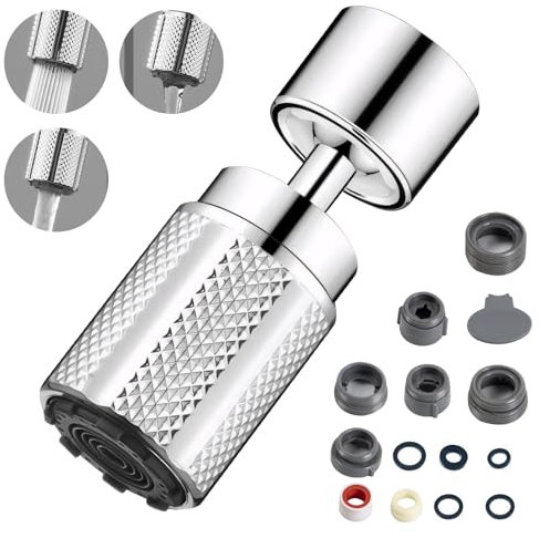 GOHHME Aireador Grifo Cocina 3 Modos de Flujo Ajustables Rotación de 360° Eficiencia en el Ahorro de Aguay Durabilidad Adaptador Grifo Cocina Difusor Grifo Cocina Fregadero