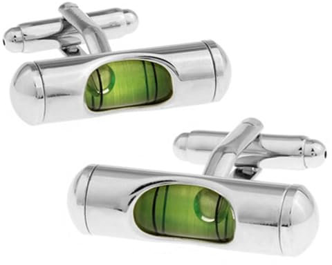 Grüne Wasserwaage-Manschettenknöpfe, lustige Manschettenknöpfe für Herren mit Hemdärmelknopf