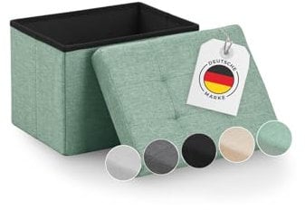 Blumtal Sitzbank mit Stauraum - Truhenbank mit Stauraum 41x31x31 cm - Sitztruhe mit Stauraum - Sitzwürfel - Aufbewahrungsboxen - Sitzbank klein - Spielzeug Aufbewahrung - Polsterhocker in Türkis hell
