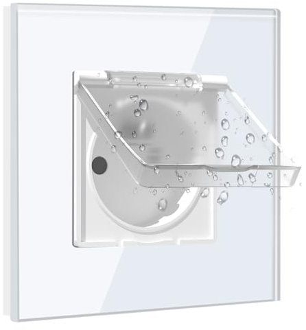 BSEED Prise Electrique 16A, Prise avec Couvercle Étanche 1 Gang, Prise Murale avec Capot de Protection 86mm Blanc, Prise Femelle