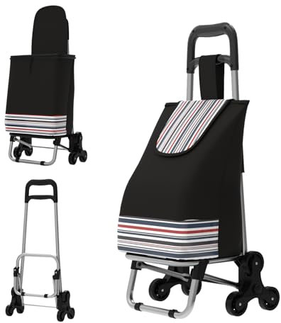 Einkaufstrolley klappbar Faltbare Treppe, die Einkaufswagen klettert Rollwagen mit Tasche für Lebensmittelwäsche,Shopping Trolley