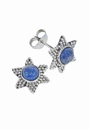 Ohrstecker 925 Silber Lapis Lazuli blauer Stein Edelstein Ohrringe echt Silber Damen Sterling Silber Stecker Geschenk (MOS-104-06)