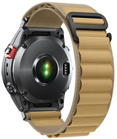 SumRioo QuickFit 26 mm Armband für Garmin Fenix 8/8 Solar 51 mm/7X Pro/7X/6X Pro/6X/5X Plus/5X/3/3HR, Nylon Alpine Loop Uhrenarmband für Garmin Tactix 8 51 mm, Enduro 3, Epix 2 Pro, Mandel