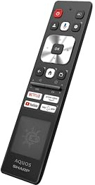 Sharp Solar Remote for Sharp Google TV/Android TV – Battery-Free Indoor Solar Power, Voice Command Microphone, USB-C Emergency Charge, IR Protocol Compatible - Model AN23032024GTVS