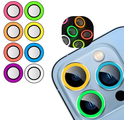 N NEWTOP 2 PEZZI Pellicola Camera FLUO Colore Compatibile con iPhone 13 e 13 Mini, Vetro Temperato Trasparente Protezione Copertura Fotocamera Retro Lente Lenti Anti Urto Graffio (Giallo)