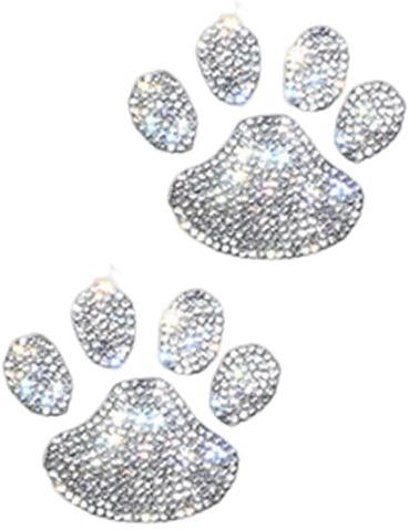 BBTISG 2 Pezzi Adesivi per Auto a Forma di Zampa di Cane con Strass Luccicanti Decorazione per Auto, Pareti, Finestre, Furgoni, Bici (bianco)