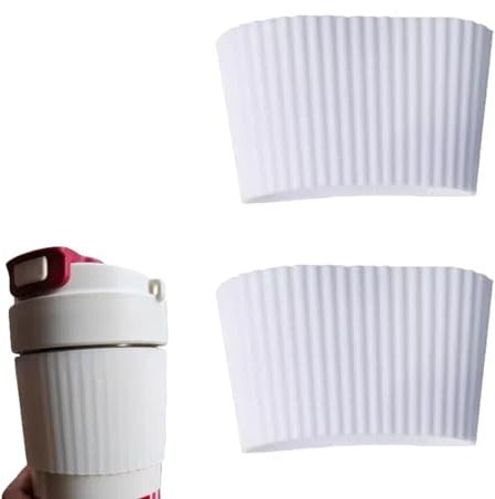 2PCS Silicone Cup Sleeves White,Hot Cup Sleeve,Heat Insulation Coffee Cup Sleeves for Tumblers,Glass Bottle Cup