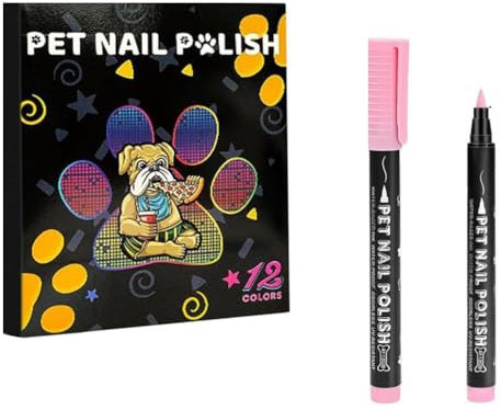 Suoumwa Pet Nail Polish for Cats Fast Drying Multipurpose Nail Polish 12 Colors Friendly Nail Polish Set Cat Nail Polish Set