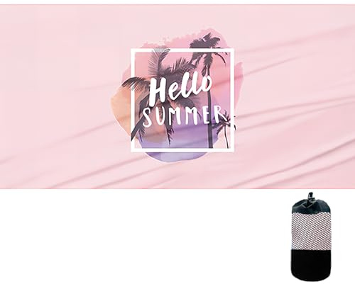 SilverChry Strandtuch Mikrofaser, 160 * 80cm Mikrofaser Handtuch Strand, Strand handtücher schnelltrocknend für Strand, Reisen, Badezimmer, Sauna, Schwimmbad(Rosa Strand)