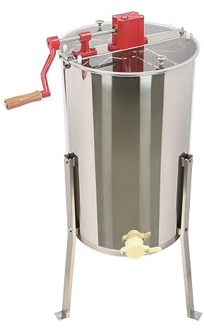 Manual Honey Extractor, 3 Frames Honey Spinner Extractor, Beekeeping Extraction Stainless Steel Bee Extractor, Honeycomb Drum Spinner with Clear Lid
