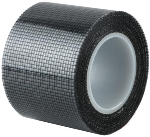 Generico Nastro Adesivo di Riparazione per Zanzariere, Nastro Ripara Zanzariere in Fibra di Vetro，Fibra di Vetro Autoadesiva per Riparazione Schermo finestre e zanzariera, 50 mm x 5 m，Nero