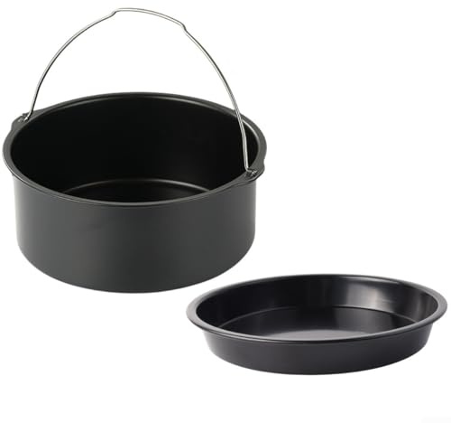 Feegow 2 x Luftfritteusen-Backbleche, antihaftbeschichtet, Pizzablech und Kuchenblech für leckeres Kochen zu Hause, Backform, antihaftbeschichtet, 17,8 cm