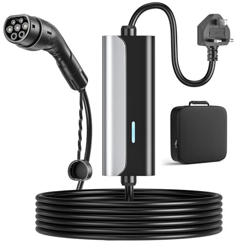 Zyncove EV Charger Cable Type 2 to 3 Pin Plug, 6M 10A 2.3kW Home and Portable Electric Car Charger, IP67/IP65 Waterproof with LED Indicator, Portable Compatible with EVs & PHEVs