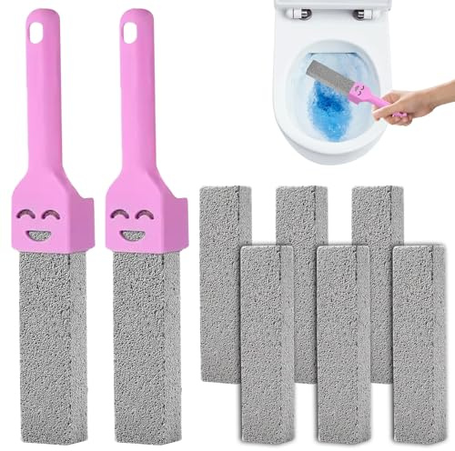 Wanheart Bimsstein Toilettenreiniger Set – 2 Griffe + 8 Reinigungssteine, WC Reinigungspads mit Griff, Effektive Kalkentferner für Toilette, Bad, Küche, Fliesen (10, Lila)