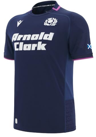 Macron Scotland SRU 2025/26 Mens Rugby Shirt - Home/Away (UK, Alpha, S, Regular, Regular, Blue - Home)