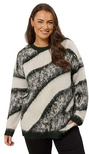 EVANS Curve Animal Print Fluffy Knitted Jumper - Women's - Plus Size Curve