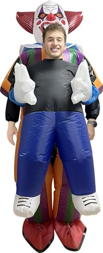A2Z Adults Inflatable Clown Costume Mens Ladies Fancy Dress Party Outfit | Wearable Blow Up Circus Character Outfit With Colourful Design Built In Fan Easy Fit Styling For Parties Festivals And Events