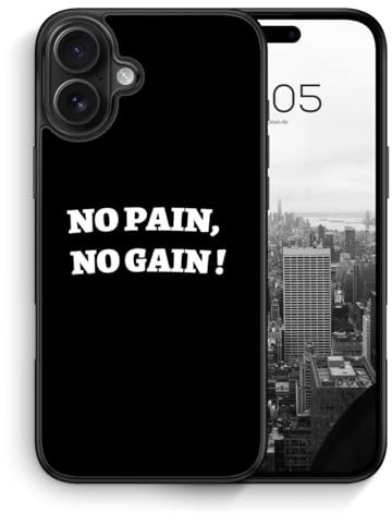 MUNIQASE No Pain, No Gain - Silikon Hülle für iPhone 17 - Spruch Coole Lässige Motivierende Schutzhülle Handyhülle Case Cover