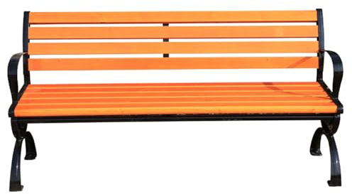 ZMTGLTG Dreisitzige Gartenbank, Komfortable Rückenlehne, Eisengestell Mit Kunststoffholz, Langlebige Sitzgelegenheit for Den Öffentlichen Raum(120cm)