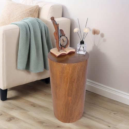 Solid Wood Tree Stump Table Wooden Side Table End Table Plant Stool Handmade Rustic Nightstand Natural Wood Stool Coffee Table for Home Office Patio (Natural Color) (23.25 H-Brown-2001LB)