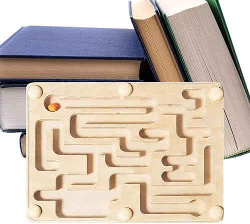 Marble Maze Game, Wooden Balance Board, Tilt Puzzle with Challenging Paths, Handcrafted Game Set, Brain Teaser with Skill Development, Logic Toy for Kids Adults Travel