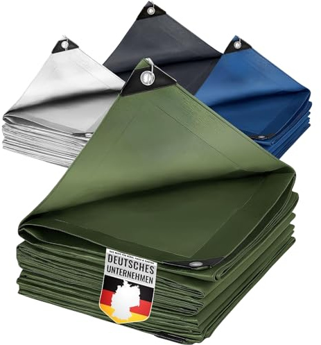 KARAT Abdeckplane 140g/m² wasserdicht 6x8m Anthrazit Allzweckplane für Schutz vor Witterung - Top geeignet für Gartenbereich - UV-stabil beidseitig beschichtet, wasserfest und abwaschbar
