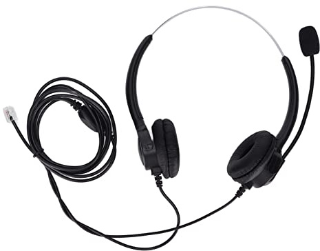 MISDBOUBM RJ9 kabelgebundenes binaurales Telefon-Headset mit Geräuschunterdrückungsmikrofon, Call-Center-Headset für Festnetztelefone, leichtes Büro-Telefon-Headset mit verstellbarem Kopfbüg