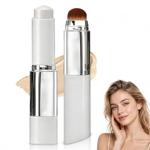 Foundation Stick mit Pinsel, Color Changing Foundation mit LSF 15, 2-in-1 Make-up Stick mit automatischer Farbanpassung, feuchtigkeitsspendend, natürlicher Glow für alle Hauttypen
