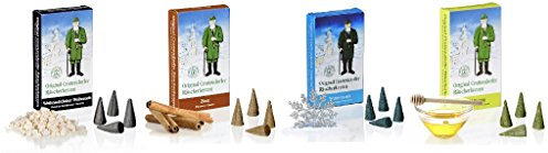 Original Crottendorfer Räucherkerzen - 4 Sorten in einem Set - verschiedene Düfte (Weihnachtlicher Weihrauch, Wintertraum, Zimt,Honig)