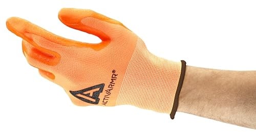 Ansell ActivArmr 97-012 Sicherheitsarbeitshandschuhe Mechanischer Schutz, Größe 10 (XL), Orange (12 Paar)