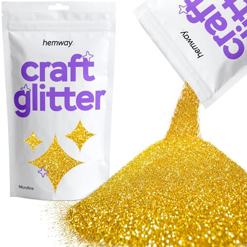 Hemway Craft Glitter - Gold | Microfine Metallic Sequin Flakes for Resin & Epoxy Crafts | Supplies for Tumblers, Cards, Jewellery, Candle, Hair, Face, Body & Nail Art | 100 g