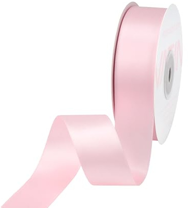 VATIN 25mm Double Faced Polyester Satin Ribbon Light Pink/Baby Pink - 23 Metre/Spool, Perfect for Wedding, Wreath, Baby Shower,Packing and Other Projects