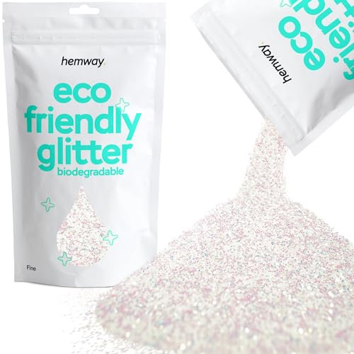 Hemway Eco Friendly Biodegradable Glitter - Mother of Pearl Iridescent | Fine Plant-Based Metallic Flakes for Arts & Resin Crafts | Bio Supplies for Festival, Hair, Face, Body & Nail Art | 100 g