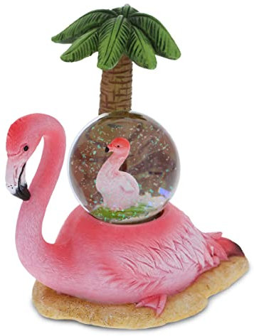 CoTa Global Flamingo Schneekugel – glitzernde Wasserkugel mit funkelndem Glitzer, Sammlerstück, Ornament für Heimdekoration, für Geburtstage, Weihnachten und Valentinstag – 45 mm