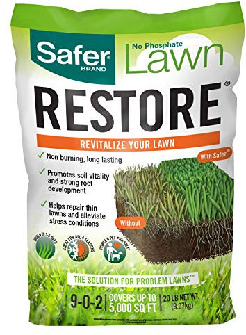 Safer Brand Lawn Restore Natural Lawn Fertilizer - 9335SR - Non-Burning Fertilizer - 9-0-2 NPK - Use for Healthy Grass - Covers up to 5,000 Sq Ft