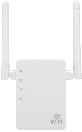 Repetidor WiFi, Antena Doble de 300 Mbps Repetidor WiFi doméstico Repetidor Señal de Red inalámbrica Plug and Play Extensor de Rango WiFi Repetidor WiFi de Cobertura Total de 360 °(EU)