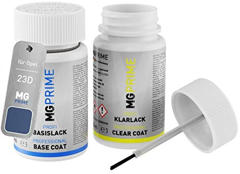 MG PRIME Autolack Lackstift Set für Opel 23D / G6L Perl Blau Metallic/Voltaic Blue Metallic Basislack Klarlack je 50ml
