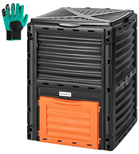 VIVOSUN Composteur d'extérieur de 300 litres avec Grande capacité et Assemblage Facile, tonneau de Compost pour Une création Rapide de Sol Fertile