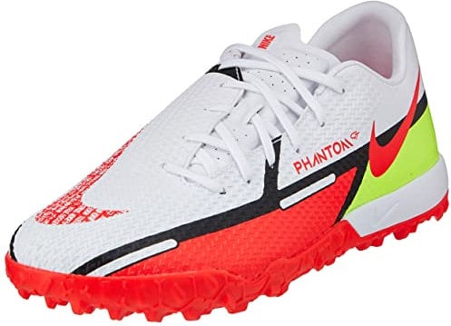 Nike Unisex Phantom GT2 Academy TF Soccer Shoe, White/Bright Crimson-Volt-Black, 2 UK