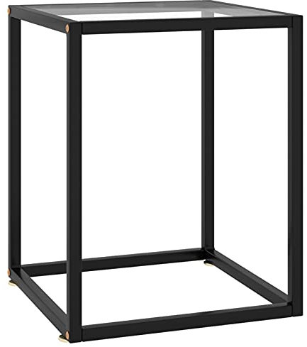 Tidyard Beistelltisch Wohnzimmertisch Couchtisch Glas Tischplatte & Stahl Beinen Sofatisch Kaffeetisch Glastisch Teetisch Schwarz mit Hartglas 40x40x50 cm