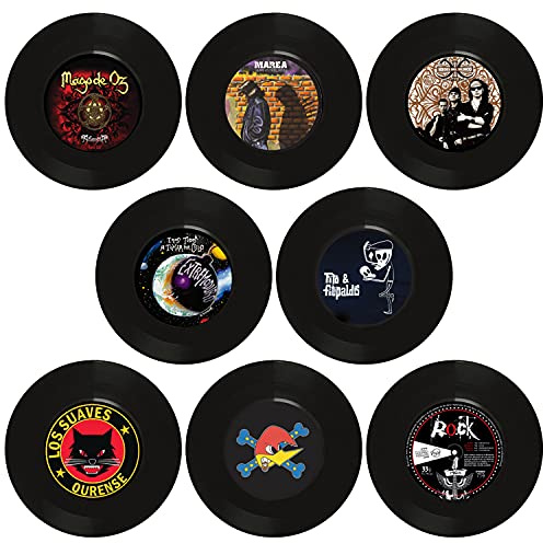 Disques en vinyle pour décoration murale 8 pièces taille unique 7 pouces pour décorer les fêtes de rock musique, anniversaire Bars Pubs Fêtes à thème des années 70s 80s 90s Retro Vintage Old