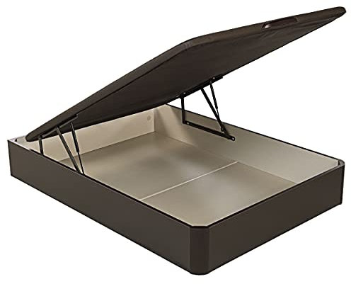 What The Sleep | Canapé Abatible de Madera Gran Capacidad | 160x200 | Montaje y Retirada Usado Incluido | Wengué | 32 cm | Apto Todos Colchones | Esquinas Delanteras Redondeadas | Storage Bed